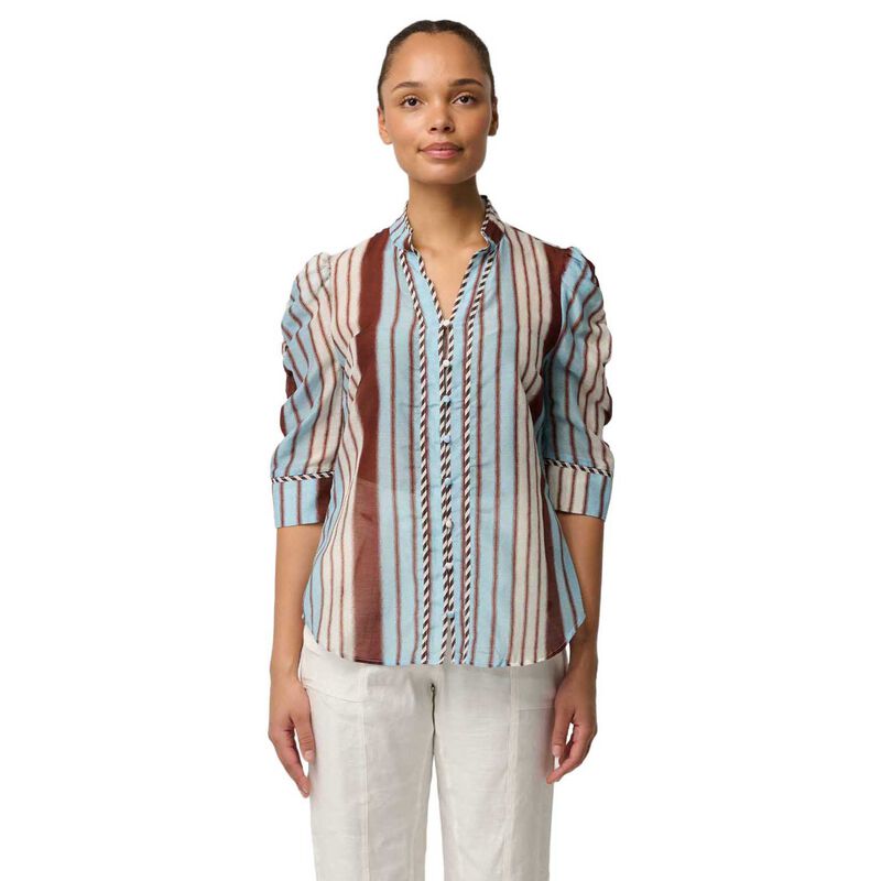 OnceWas Calantha Cotton Silk Contrast Blouse image number 0